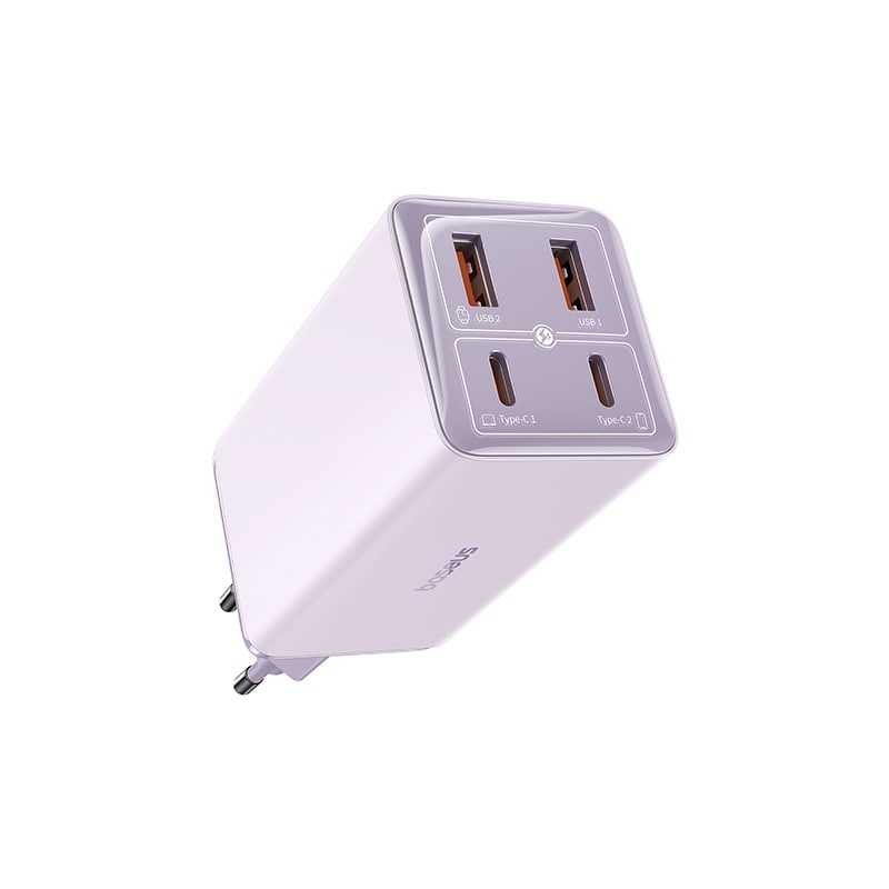 Cốc Sạc Nhanh OS-Baseus GaN6 Pro Fast Charger 2C+2U 100W (Chân tròn, Kèm cáp C to C 100W, 1m) (Hàng chính hãng)