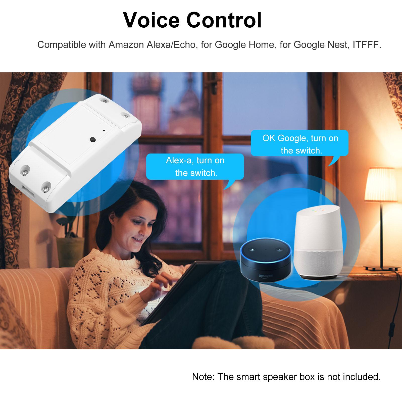 WiFi Smart Switch for Amazon Alexa Google Home Timer 10A/2200W Wireless Remote Switch for Android/iOS Auto Home