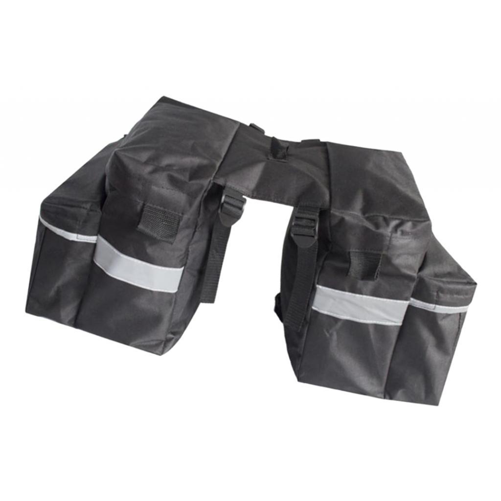 Cycling Double Panniers Bike Rear Seat Saddle Carrier Bag Black