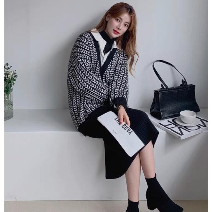 MS469 Áo cardigan len hoạ tiết form rộng