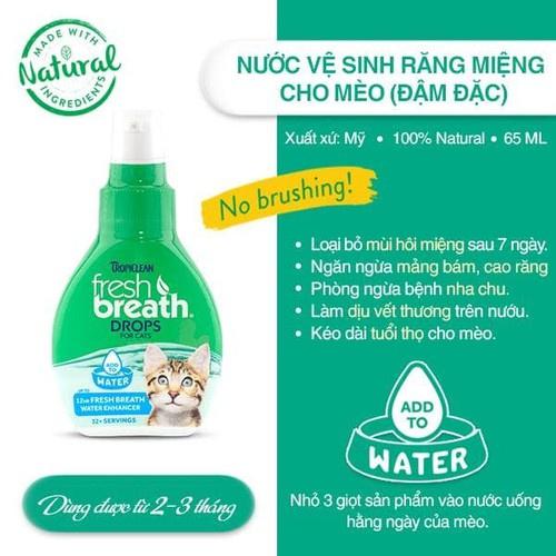 Nước vệ sinh răng miệng ngăn ngừa Mảng Bám, Mùi Hôi, Cao Răng Chó Mèo đậm đặc- FRESH BREATH BY TROPICLEAN DROPS