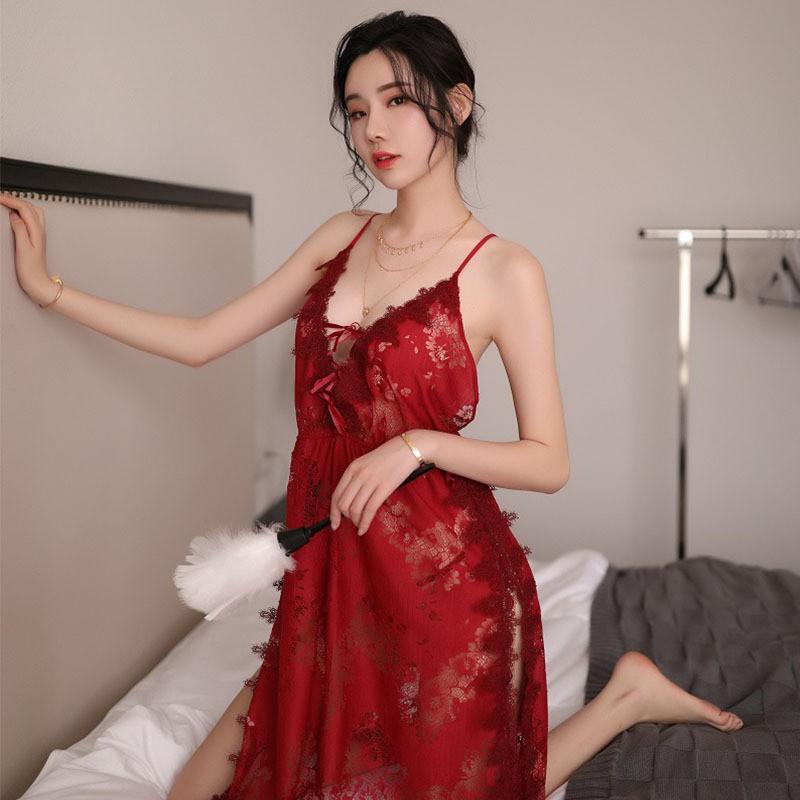 Đầm ngủ ren hoa xẻ tà Cao Cấp MS5128