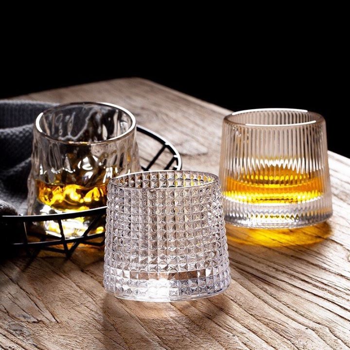 Bộ 6 Cốc Thủy Tinh, Ly Thủy Tinh Xoay Cao Cấp Đế Lồi, Ly Ngoại Họa Tiết Hiện Đại Dày Dặn Chịu Nhiệt Tốt