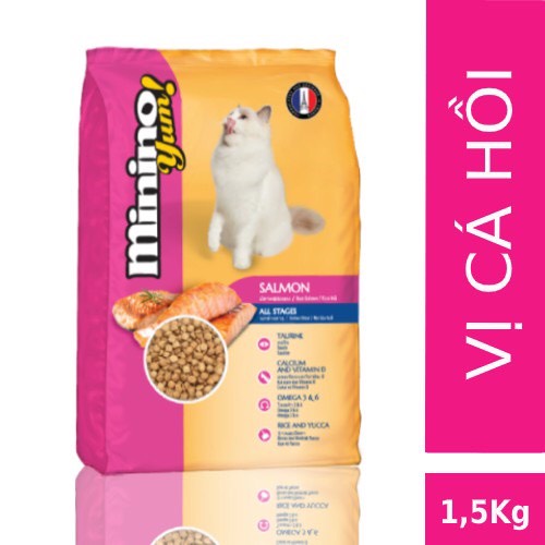 Thức ăn cho mèo Minino Yum vị cá hồi 1,5kg