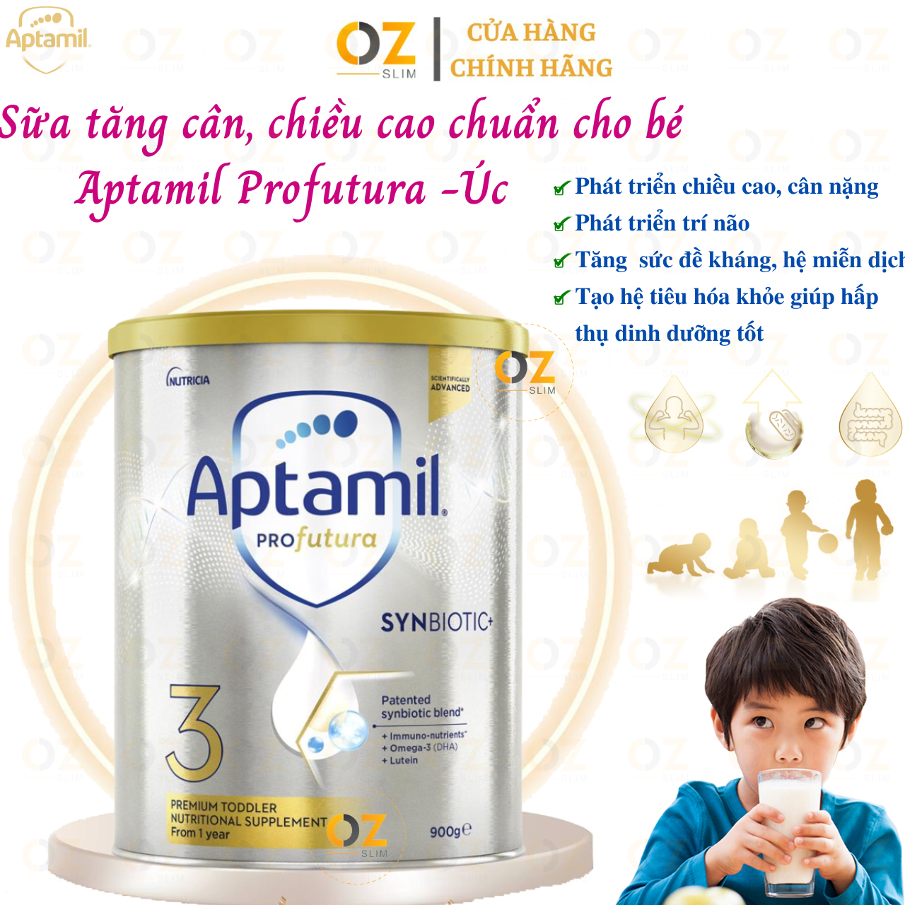 Sữa tăng cân cho bé sơ sinh và trẻ 3 tuổi Aptamil Profutura Synbiotic Úc phát triển chiều cao, cân nặng, trí não, tăng sức đề kháng - OZ Slim Store