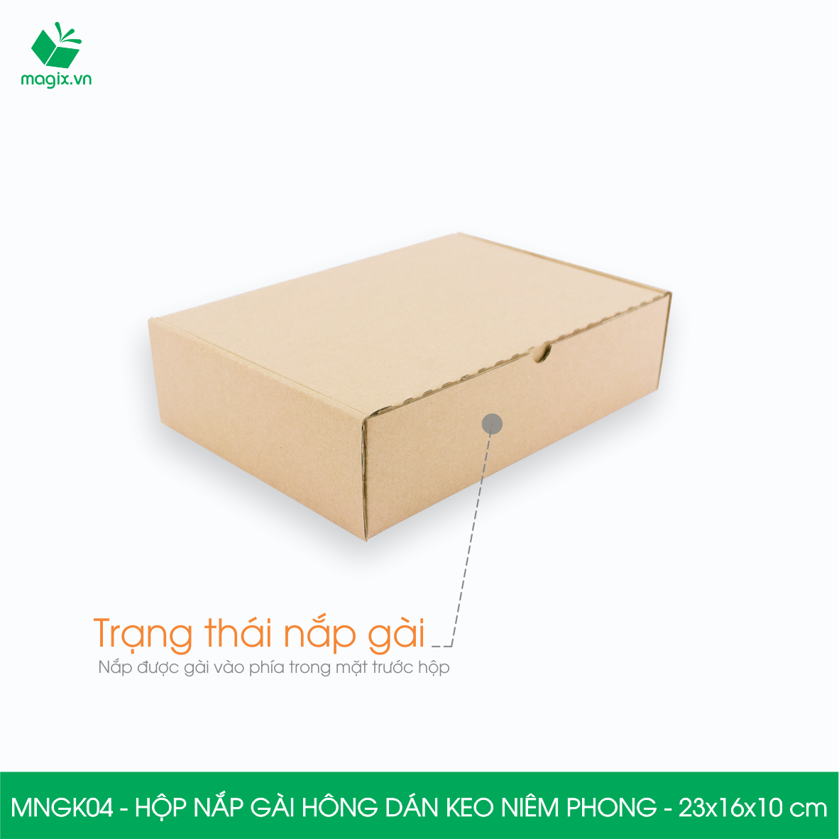 MNGK04 - 23x16x10cm - COMBO 60 HỘP CARTON NẮP GÀI HÔNG CÓ KEO NIÊM PHONG - THÙNG HỘP CARTON ĐÓNG HÀNG