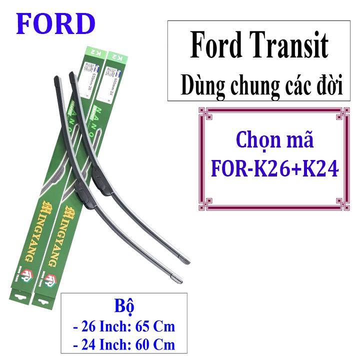 Bộ 2 thanh gạt nước mưa ô tô Nano mềm cao cấp dành cho hãng xe Ford: Transit-Ecosport-Everest-Focus-Fiesta-Ranger-Mondeo