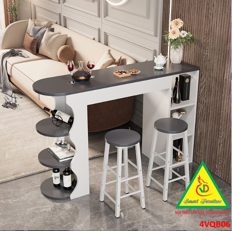 Quầy bar mini, quầy bar kiêm vách ngăn phòng khách nhà bếp 4VQB06 ( Không kèm ghế )- NỘI THẤT LẮP RÁP VIENDONGADV