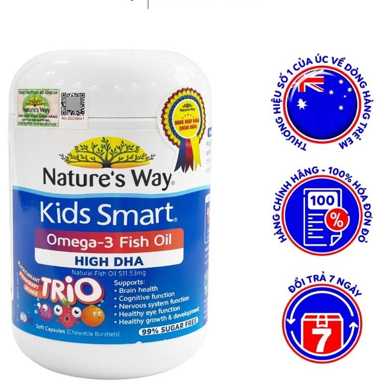 Natures Way Kids Smart Omega-3 Fish Oil.Bổ Sung DHA,EPA Phát Triển Trí Não,Mắt.Lọ 180v