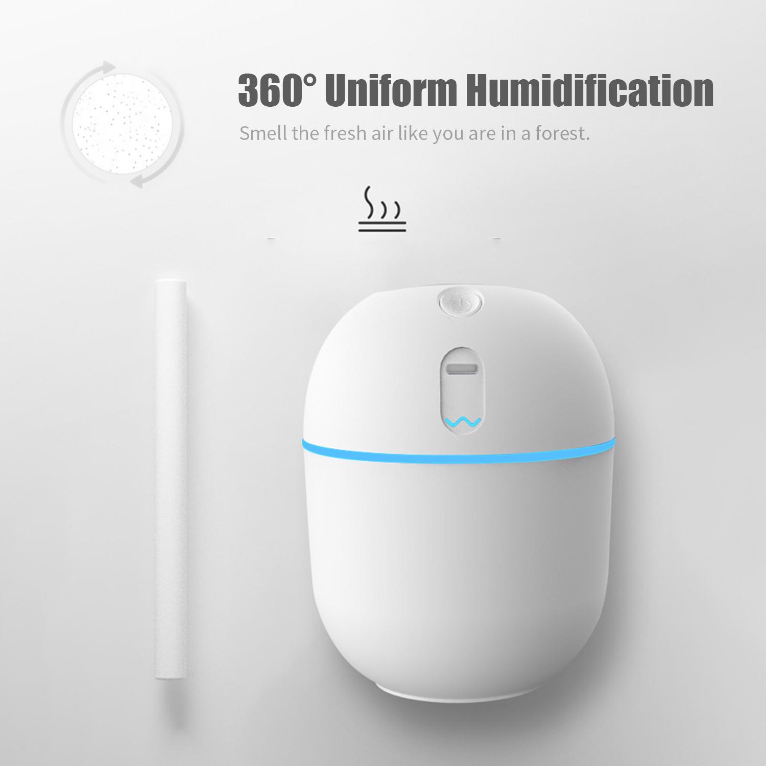 Máy khuếch tán tinh dầu tạo sương mù, tạo ẩm, có đèn led nhiều màu sắc, 220mL