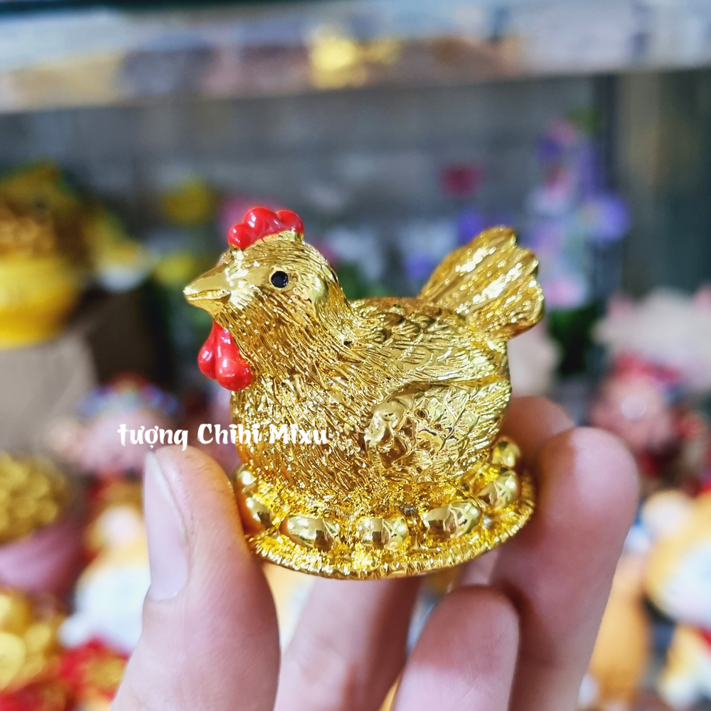Tượng gà mái ấp trứng vàng may mắn tài lộc - size to