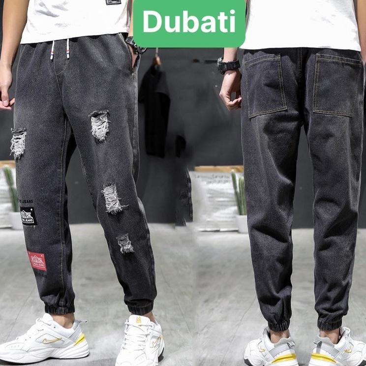 QUẦN JOGGER JEAN NAM CHẤT BÒ ĐEN ỐNG TÚM RỘNG DÀI PHONG CÁCH HÀN QUỐC- DB 1019- DUBATI FASHION