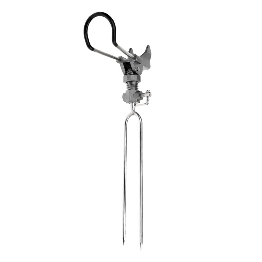 Stainless Steel Single Spring Fishing Pole Rod Stand Bracket Ground Holder