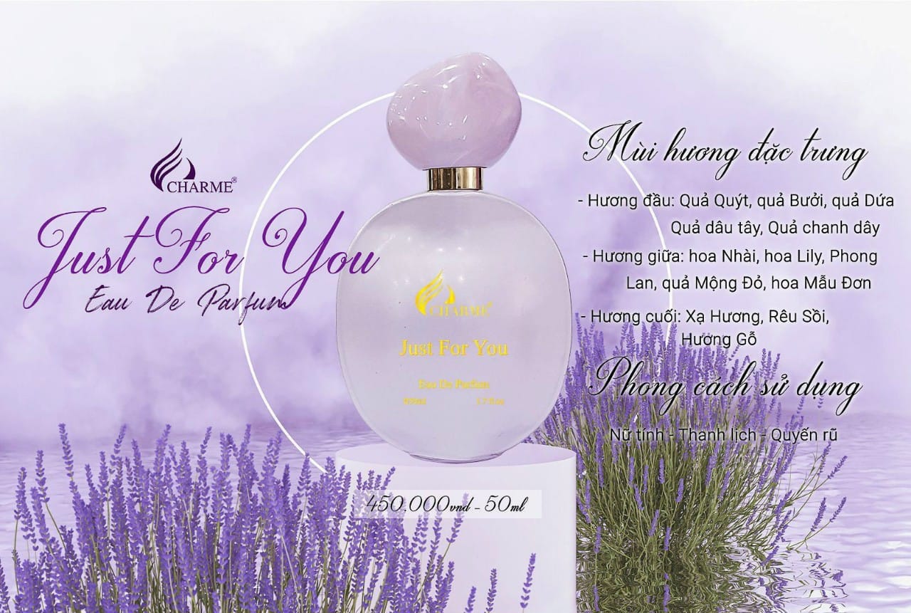 Nước hoa nữ thơm lâu, Charme Just For You, lãng mạn và tinh nghịch, cho nàng thêm tự tin, 50ml