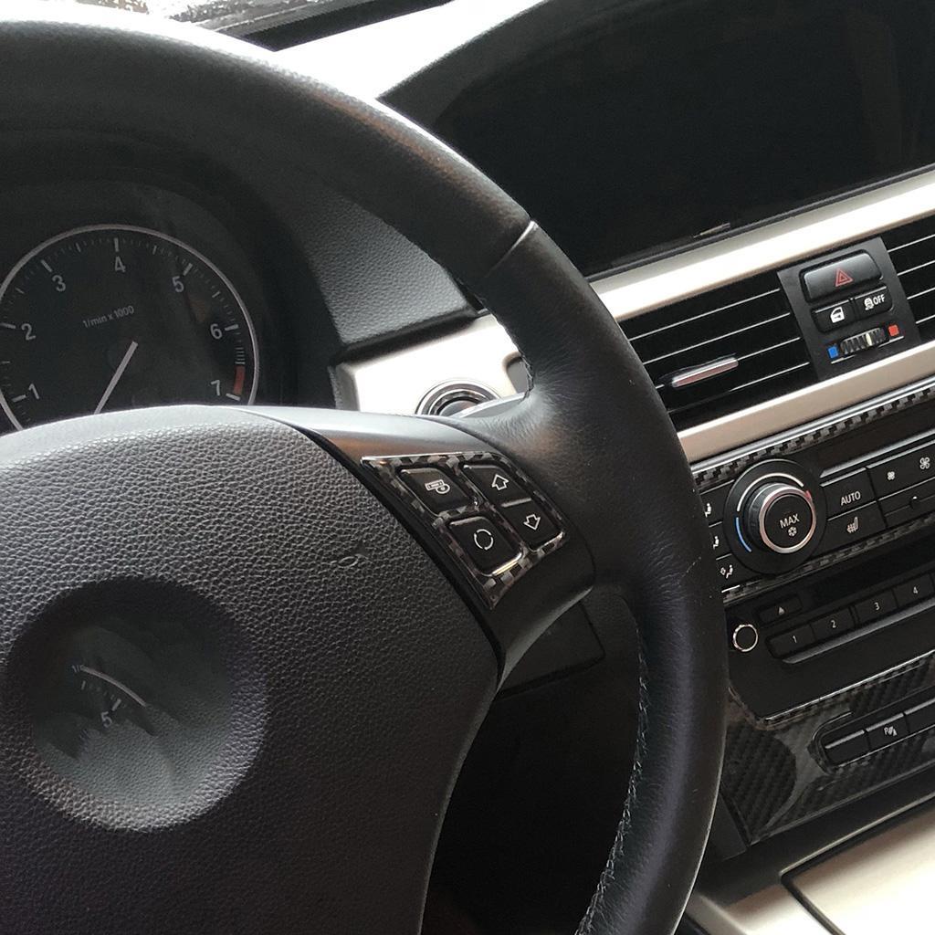 Carbon Fiber Replacement Steering Wheel Buttons Stickers Trim For E90