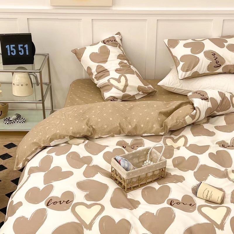 Set Cotton Living 100%cotton Hàng Nhập Khẩu Cao Cấp 4 Món Trái Tim  Nhỏ