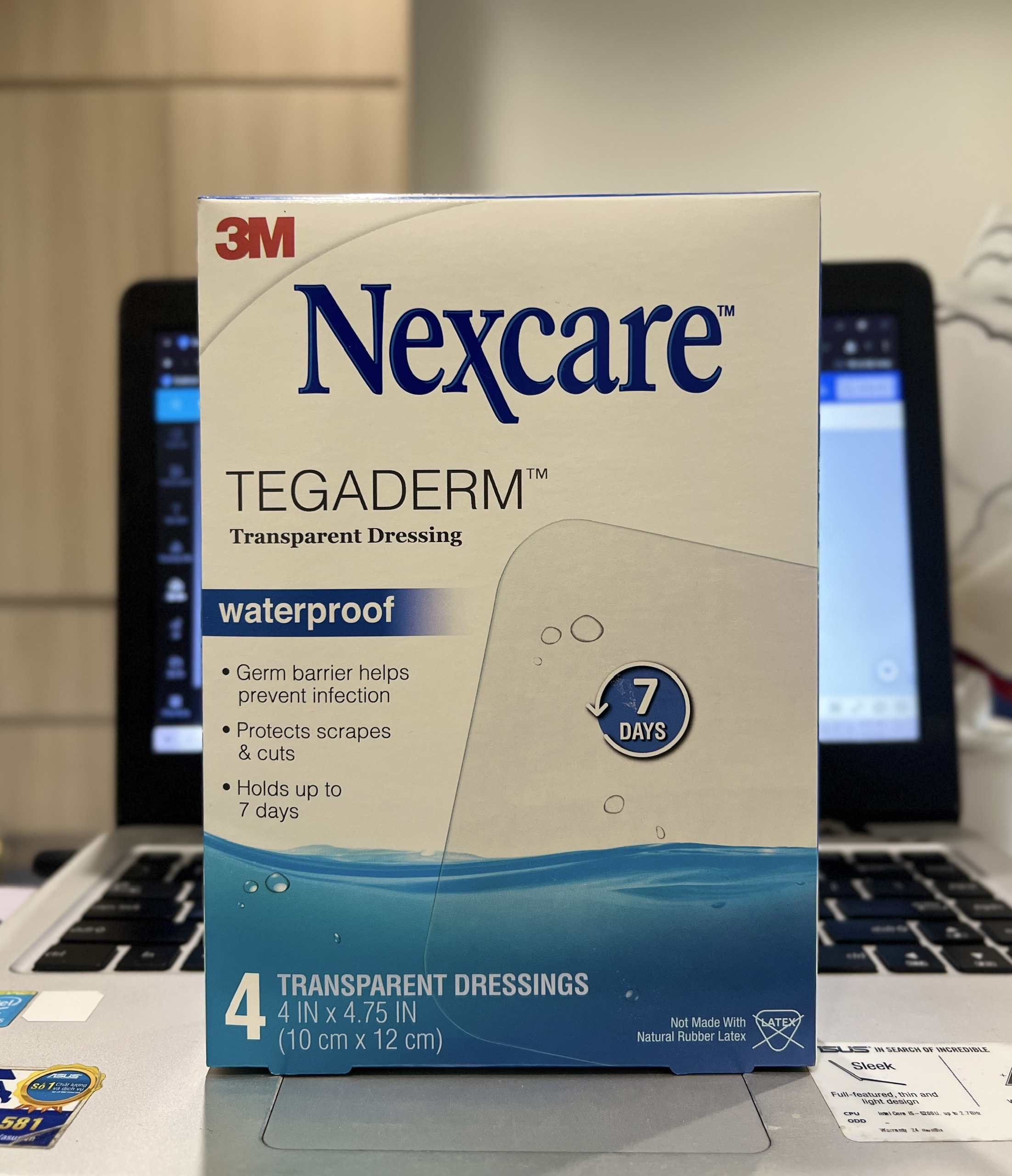 Hộp 4 miếng gạc vô trùng chống thấm nước Nexcare H1626, kích thước 101mm x 120mm