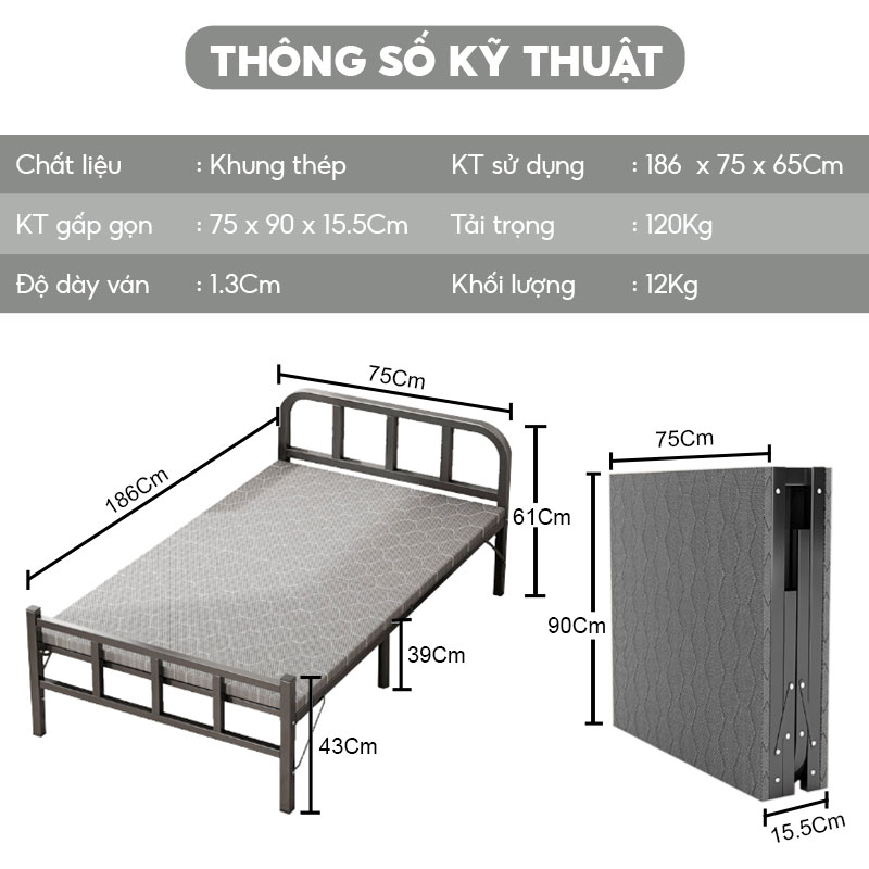 Giường gấp gọn thông minh tải trọng cao Q115 NIKITA, gọn nhẹ tiết kiệm không gian linh hoạt 2024