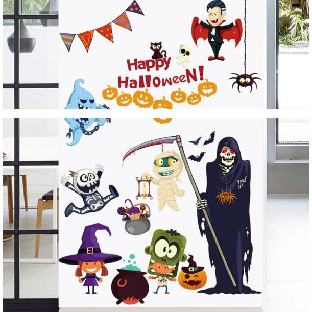 COMBO DECAL DÁN TƯỜNG - Halloween hoạt hình kết hợp Xương Ma