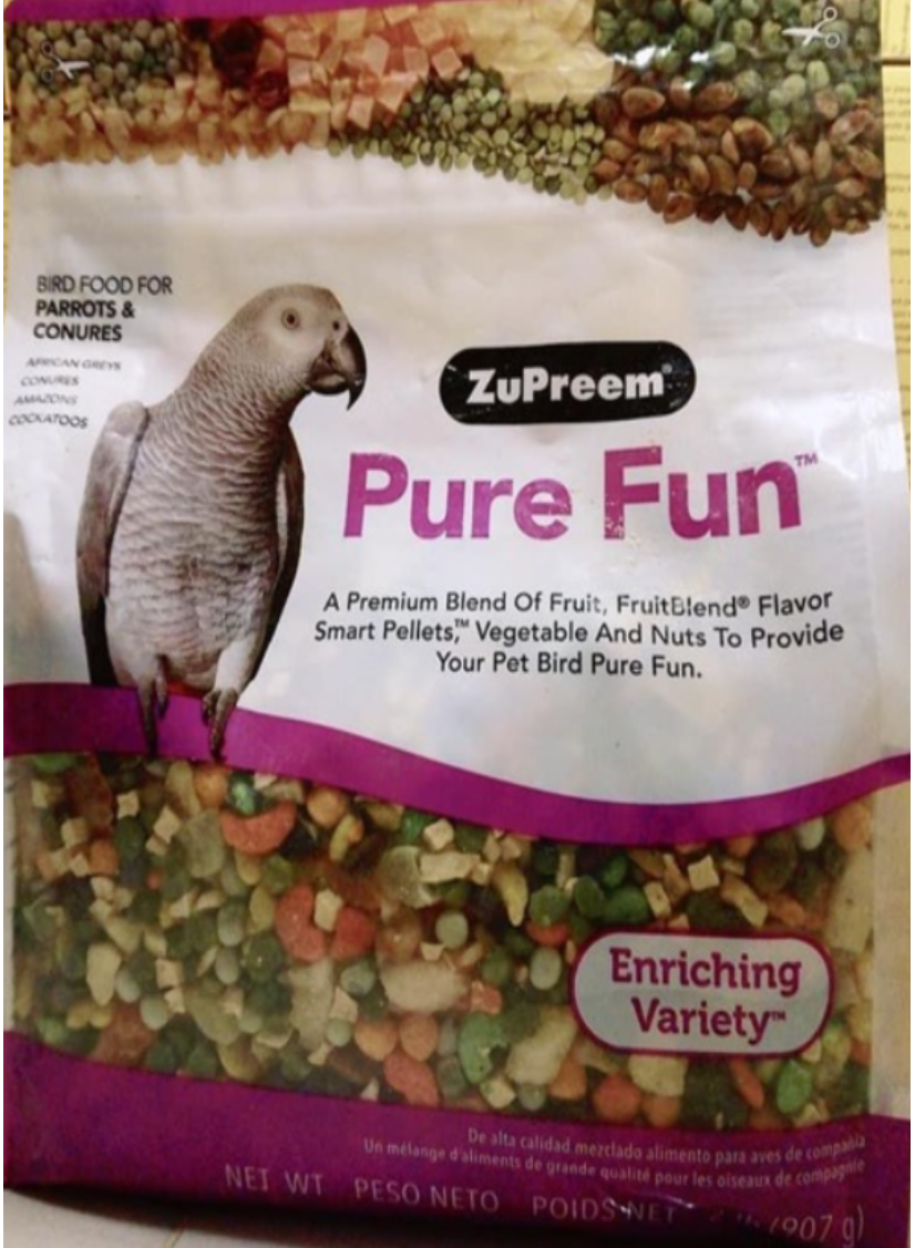 1 bịch PURE FUN nguyên seal kết hợp rau củ và trái cây cao cấp làm thức ăn cho Vẹt xám, hahn,cockatoo, amazon,macaw