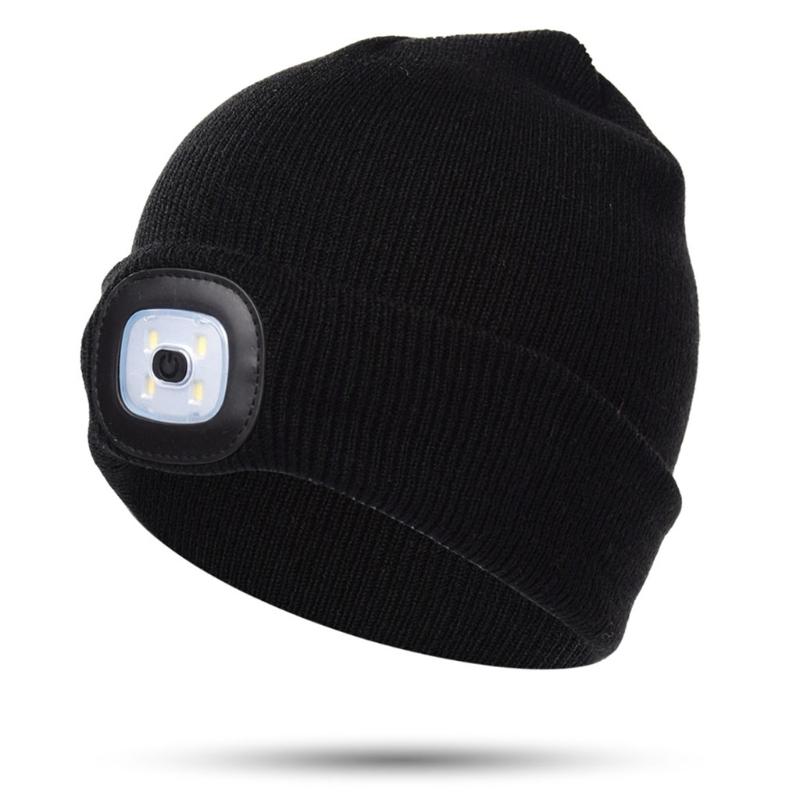 USB Mũ có thể sạc lại mũ dệt kim với đèn LED cao độ sáng của trẻ em mũ thứ 4 LED Night Lighting Beanie Mũ bean Color: FY