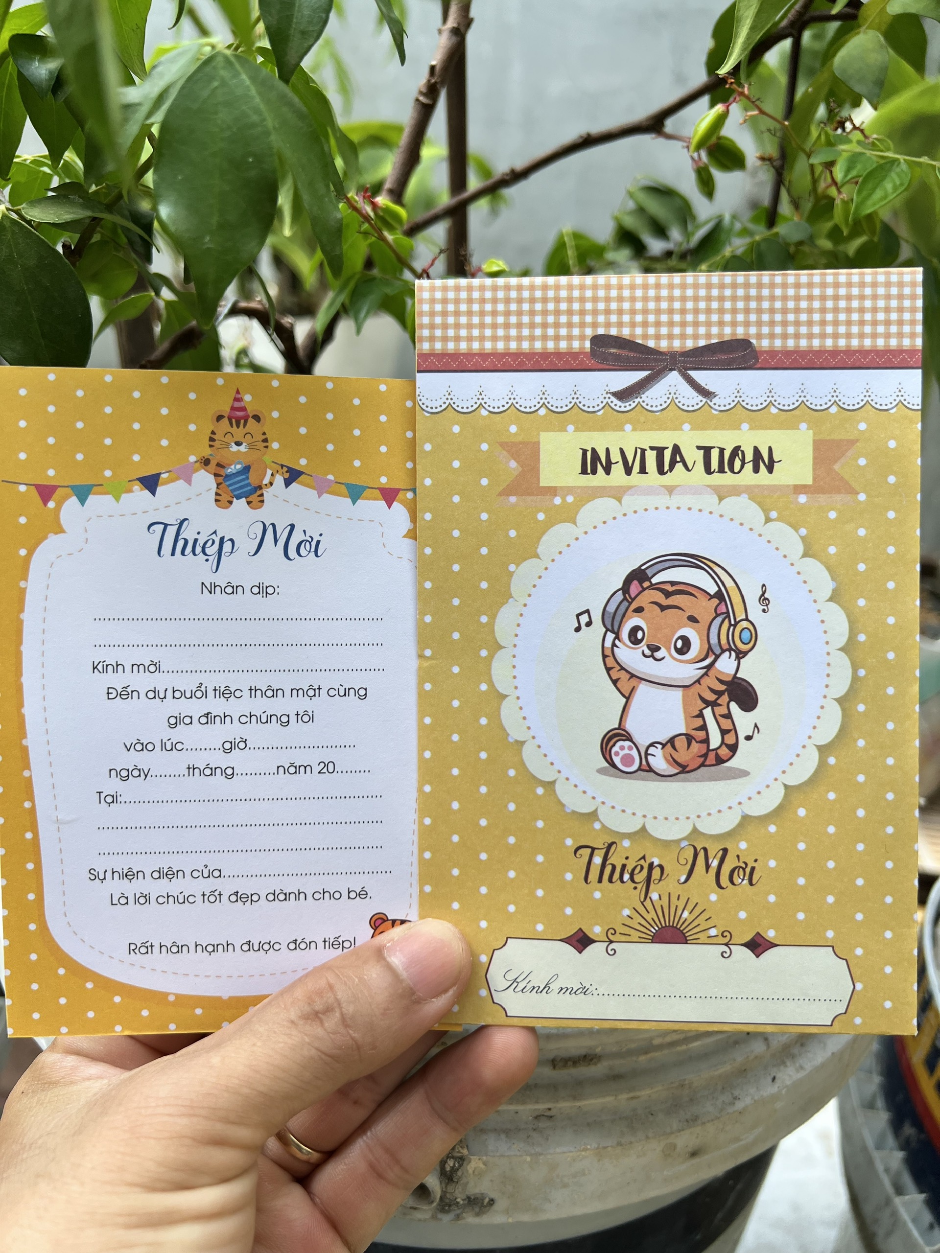 Combo 20 thiệp mời thôi nôi bé trai tuổi cọp