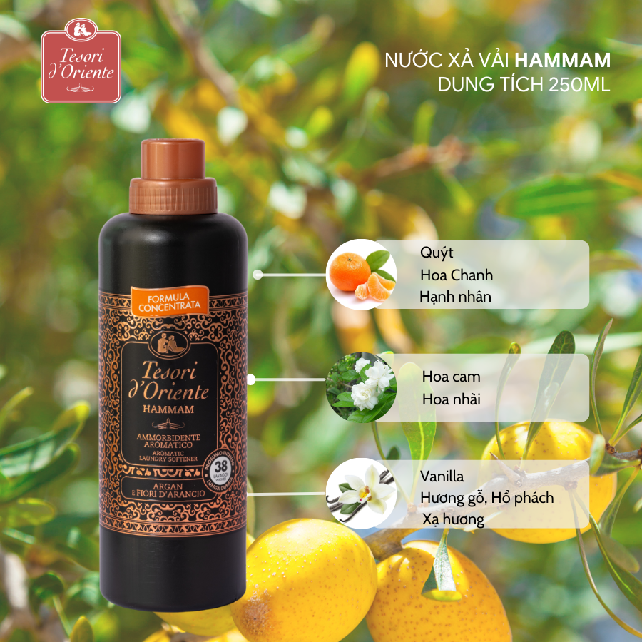 Nước xả vải Tesori d’Oriente 760ml hương nước hoa nhập khẩu Ý làm mềm quần áo lưu hương đến 8h