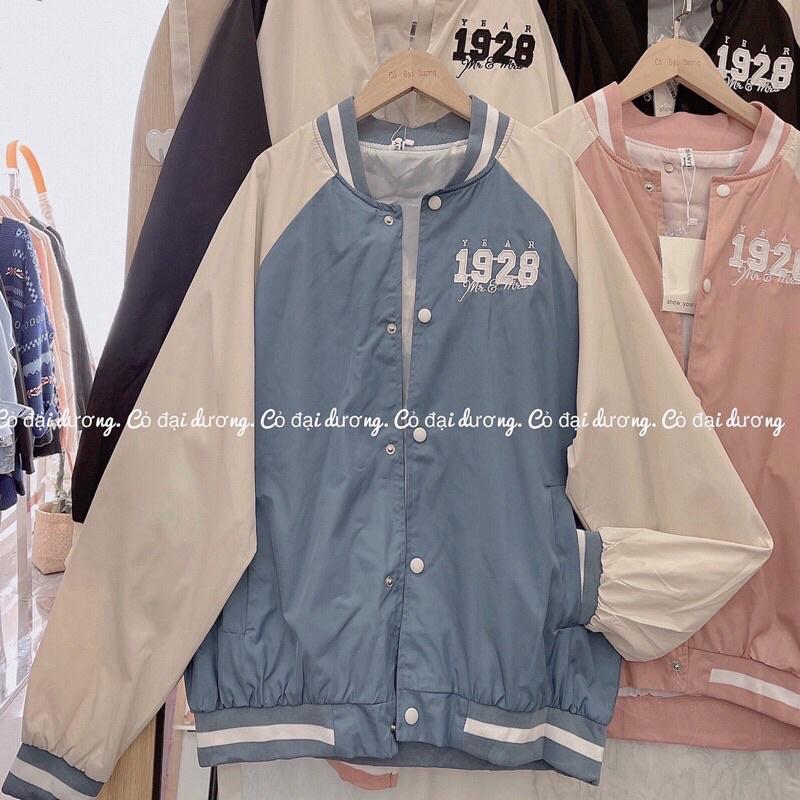 Áo khoác bomber dù 2 lớp thêu 1928 phối tay unisex ulzzang nam nữ, Áo Khoác Bomber Nữ 1928 Kiểu Croptop Vải Dù Mero 2 Lớp Phong Cách Trẻ Trung Cá Tính Hot Trend Mới