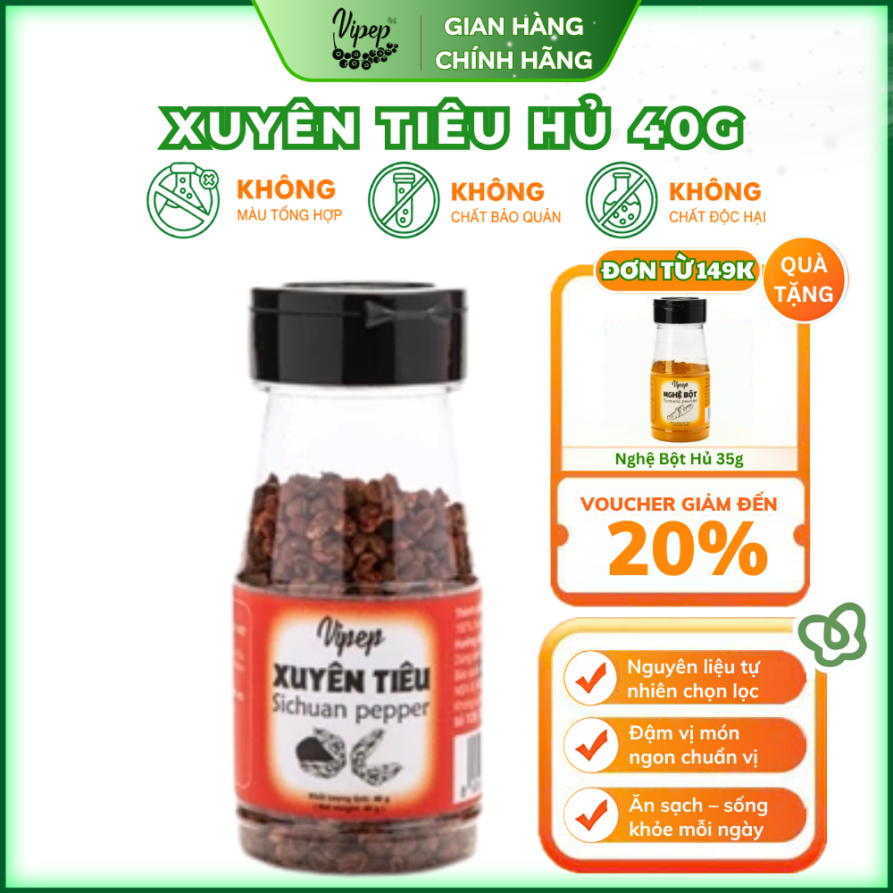 Xuyên Tiêu Tự Nhiên Vipep Hũ Nhựa 40g