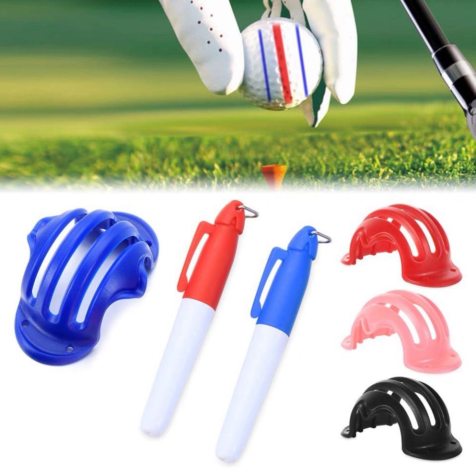 Dụng cụ kẻ line golf trên bóng có kèm bút giúp nhận biết đường bóng rõ hơn