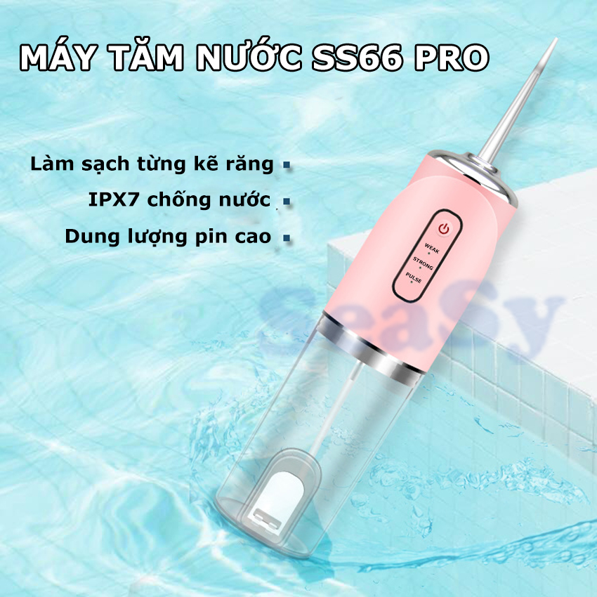 Máy tăm nước SeaSy SS66 pro chống nước vệ sinh răng miệng cao cấp với 3 chế độ vệ sinh răng miệng, bảo vệ nướu - Hàng Chính Hãng