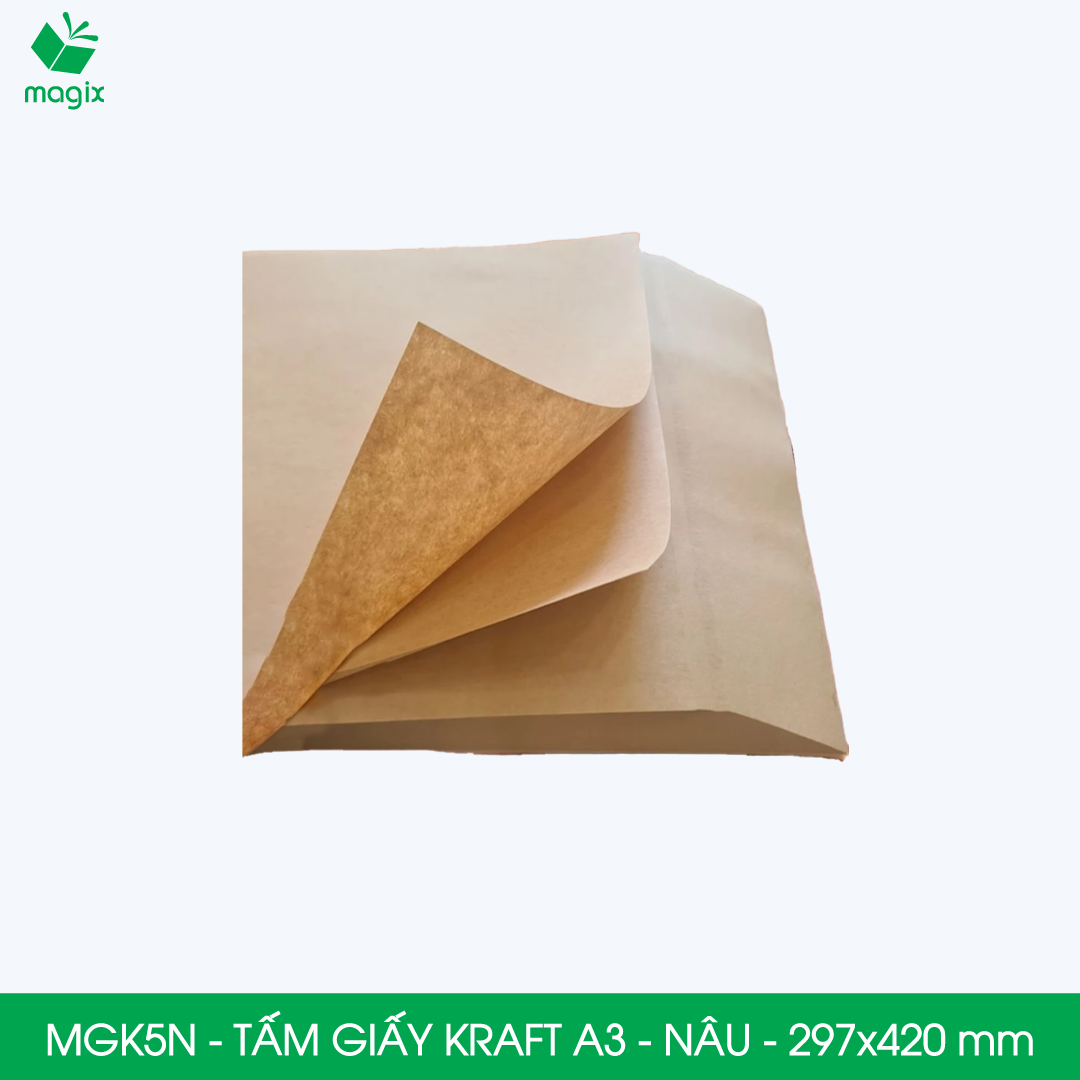 MGK5N - A3 - 70 gsm - 500 tờ giấy kraft nâu - Dùng gói hàng, bọc quà, làm nháp, chèn lót chống sốc