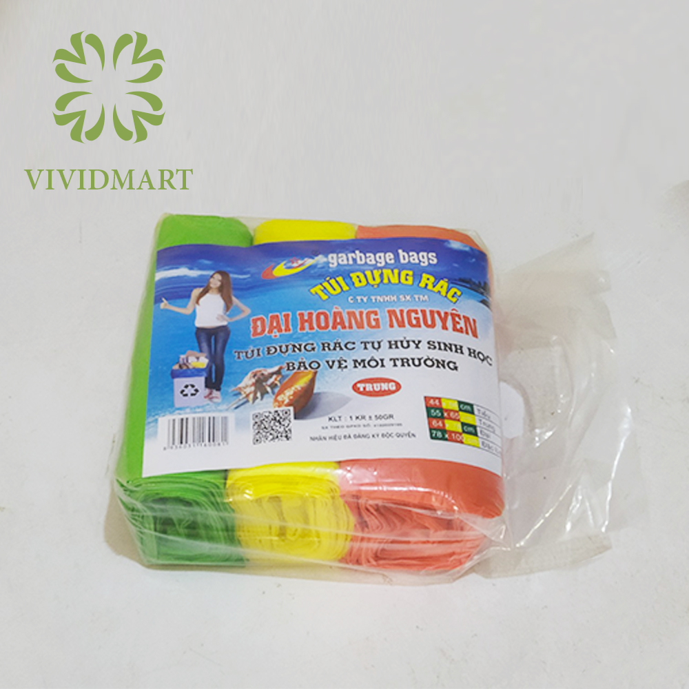 TÚI ĐỰNG RÁC NILON, BAO RÁC TỰ PHÂN HỦY – 2 hoặc 3 CUỘN – ĐẠI HOÀNG NGUYÊN – Đủ size - Màu ngẫu nhiên