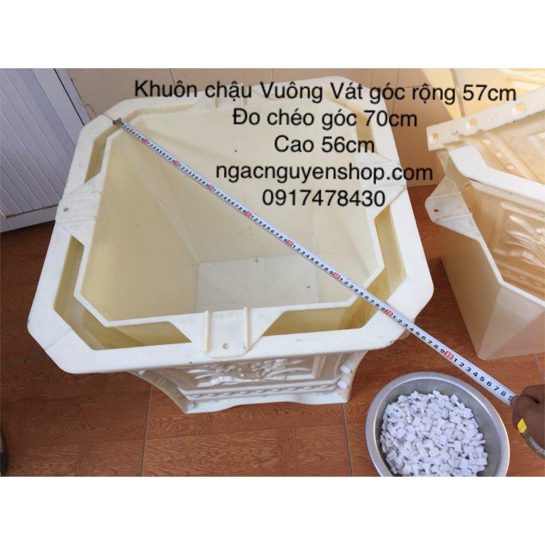 Khuôn chậu vuông vát góc ngang 57cm chéo góc 70cm cao 50cm