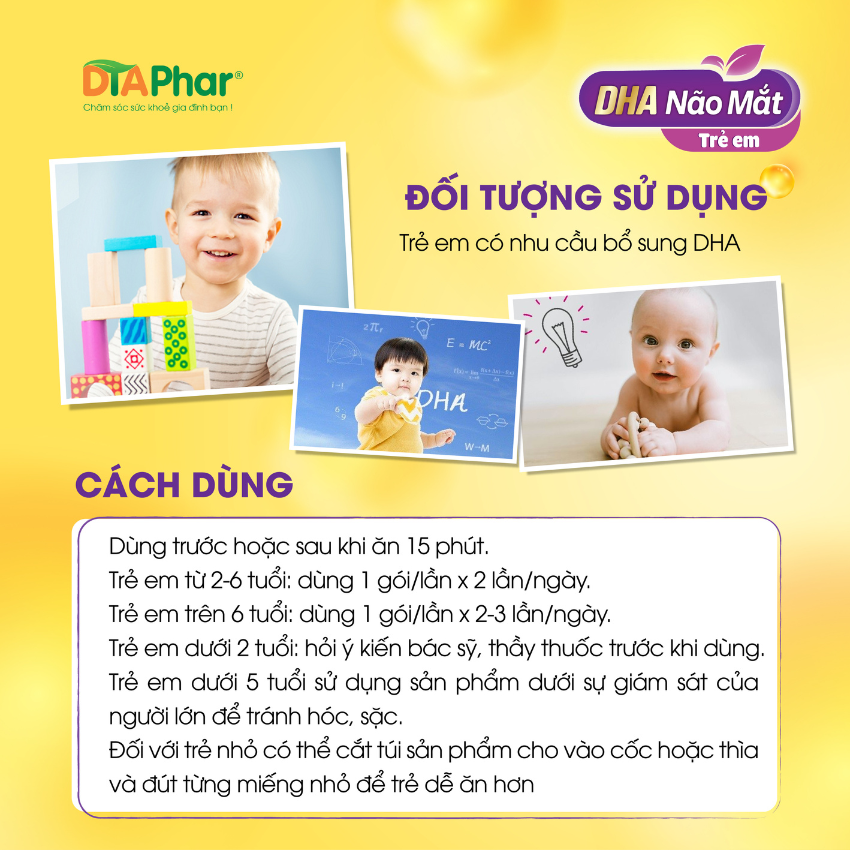 Thạch ăn trẻ em DHA Não Mắt Hỗ trợ tăng đề kháng tốt cho não và mắt Hộp 20 gói Tâm An Pharma