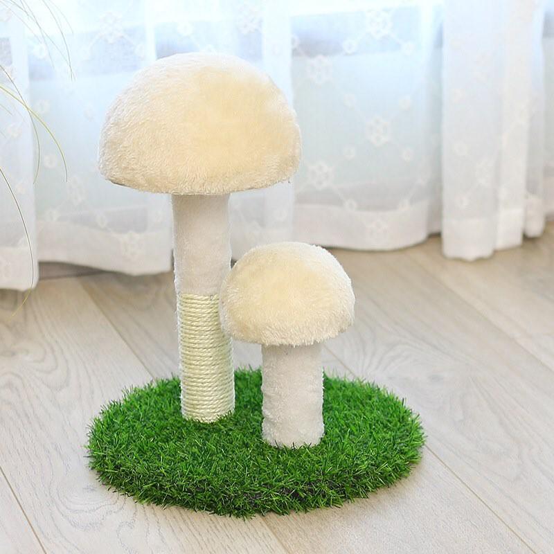 đồ chơi cào móng cho mèo hình cây nấm màu trắng