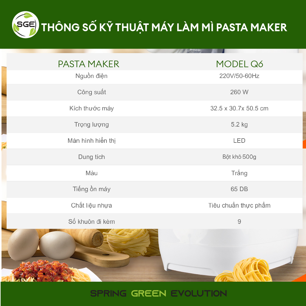 Máy Làm Mì Pasta Maker Thế Hệ Mới Nhất. Làm Được Mọi Loại Sợi Theo Yêu Cầu Với 9 Đầu Tặng Kèm. Hàng Nhập Khẩu Cao Cấp Chính Hãng SGE Thailand