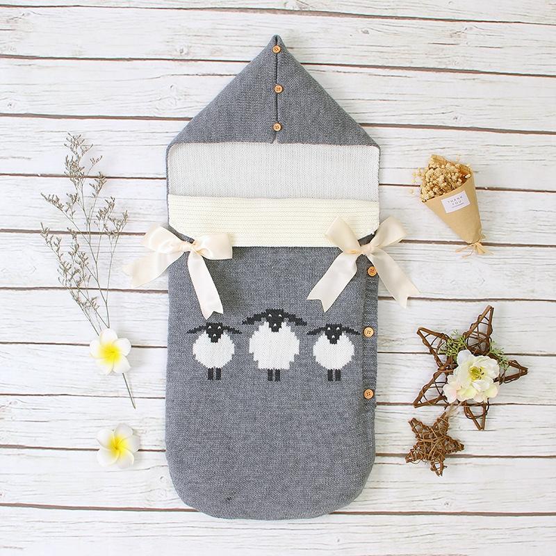 Bé Túi Ngủ Xe Đẩy Đan Slaapzak Trẻ Sơ Sinh Bao Da Cừu Sơ Sinh Dệt Kim Ngủ Bao Footmuff Dành Cho Trẻ Em Sleepsack Đầm
