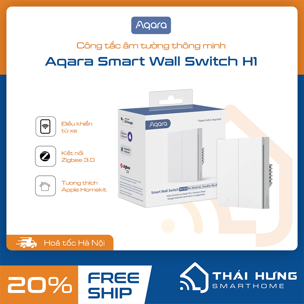 Công tắc âm tường thông minh Aqara H1 bản quốc tế chuẩn EU - hỗ trợ Google, Alexa, Homekit