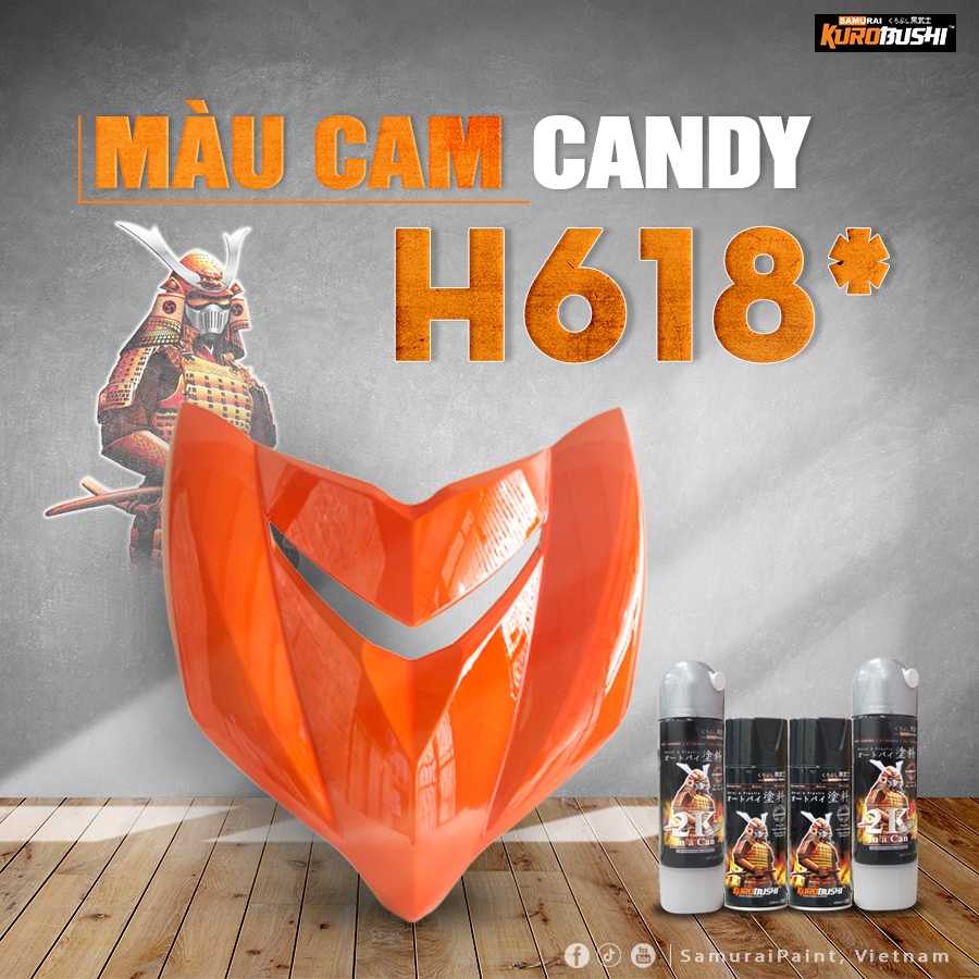 Sơn xịt Samurai Kurobushi - MÀU CAM CANDY  H618 (400ml)