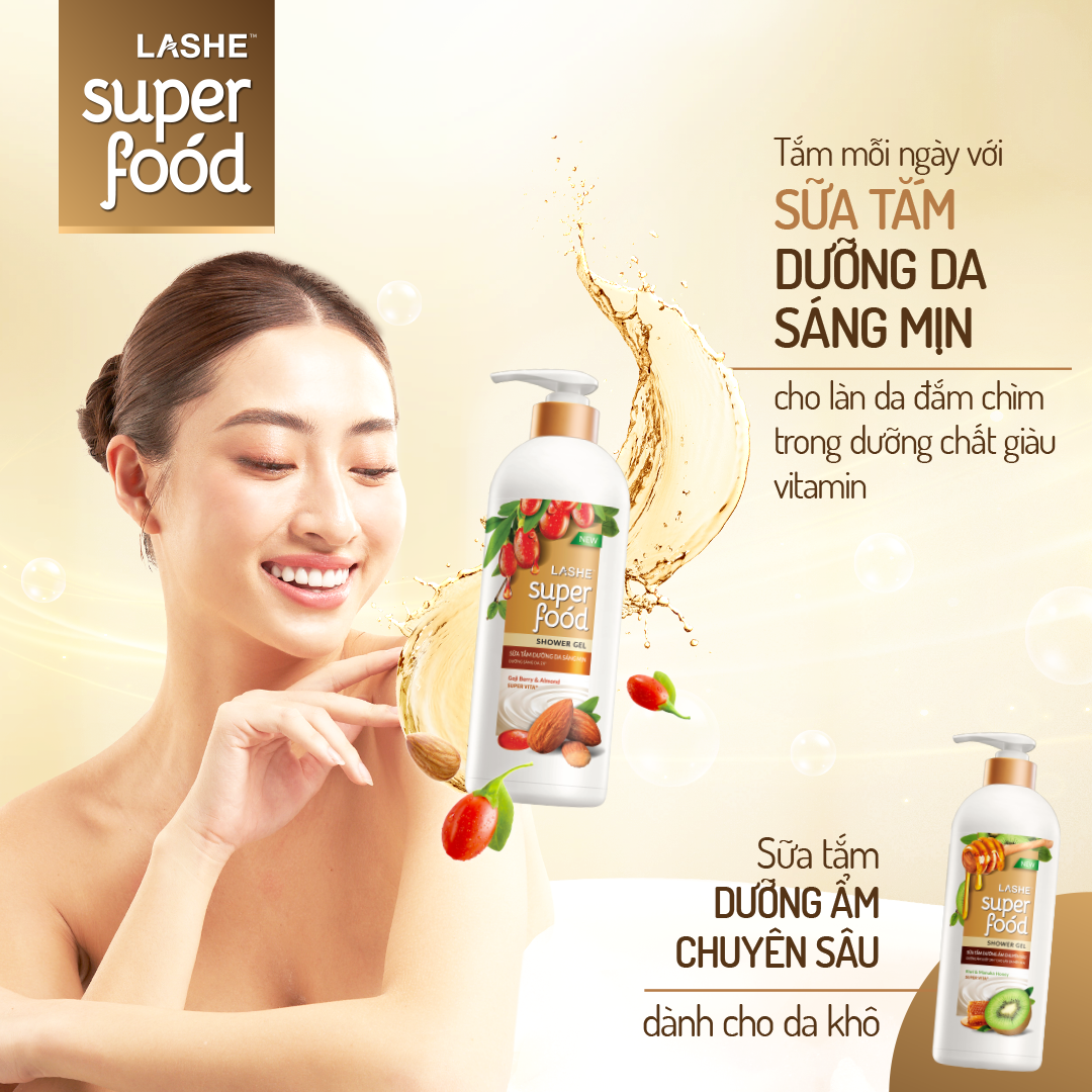 Sữa tắm LASHE SUPERFOOD dưỡng da sáng mịn 640G