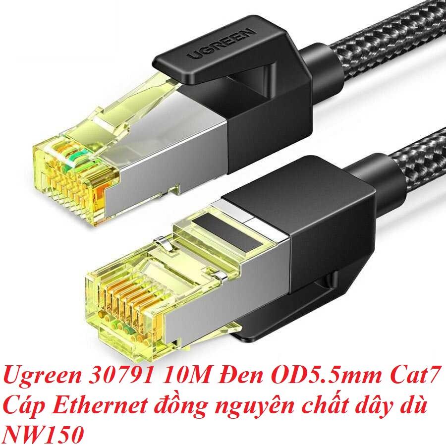 Ugreen UG30791NW150TK 10M Đen OD5.5mm Cat7 Cáp Ethernet đồng nguyên chất dây dù - HÀNG CHÍNH HÃNG