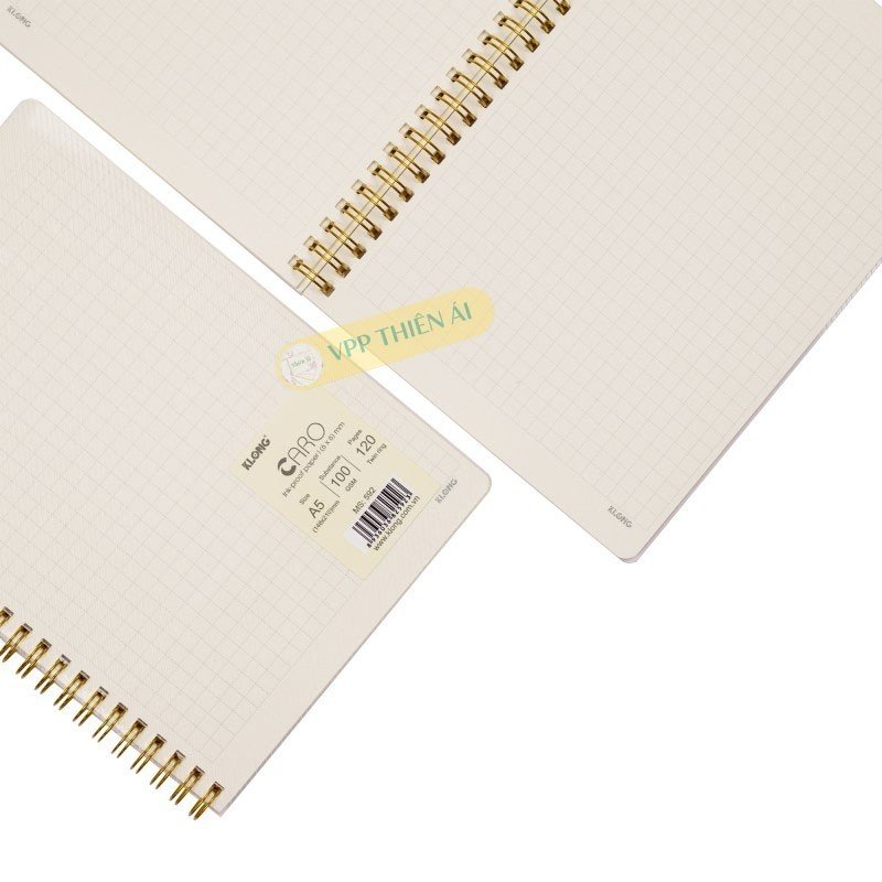 Sổ Dash Caro mm lò xo kép bìa nhựa 2 mặt A5 120/200 trang 100/76; MS: 592,593 Klong - VPP Thiên Ái