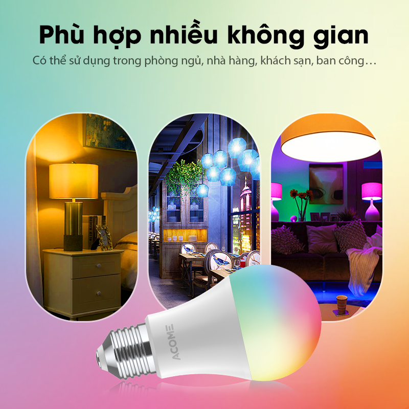 Bóng Đèn LED 16 Triệu Màu Thông Minh Acome AL01 Điều Chỉnh Độ Sáng Trải Nghiệm Mới Lạ Công Suất 9W/12W