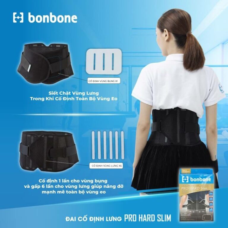 Đai lưng Bonbone hỗ trợ cột sống, thoát vị đĩa đệm, Đai cố định lưng PRO HARD SLIM