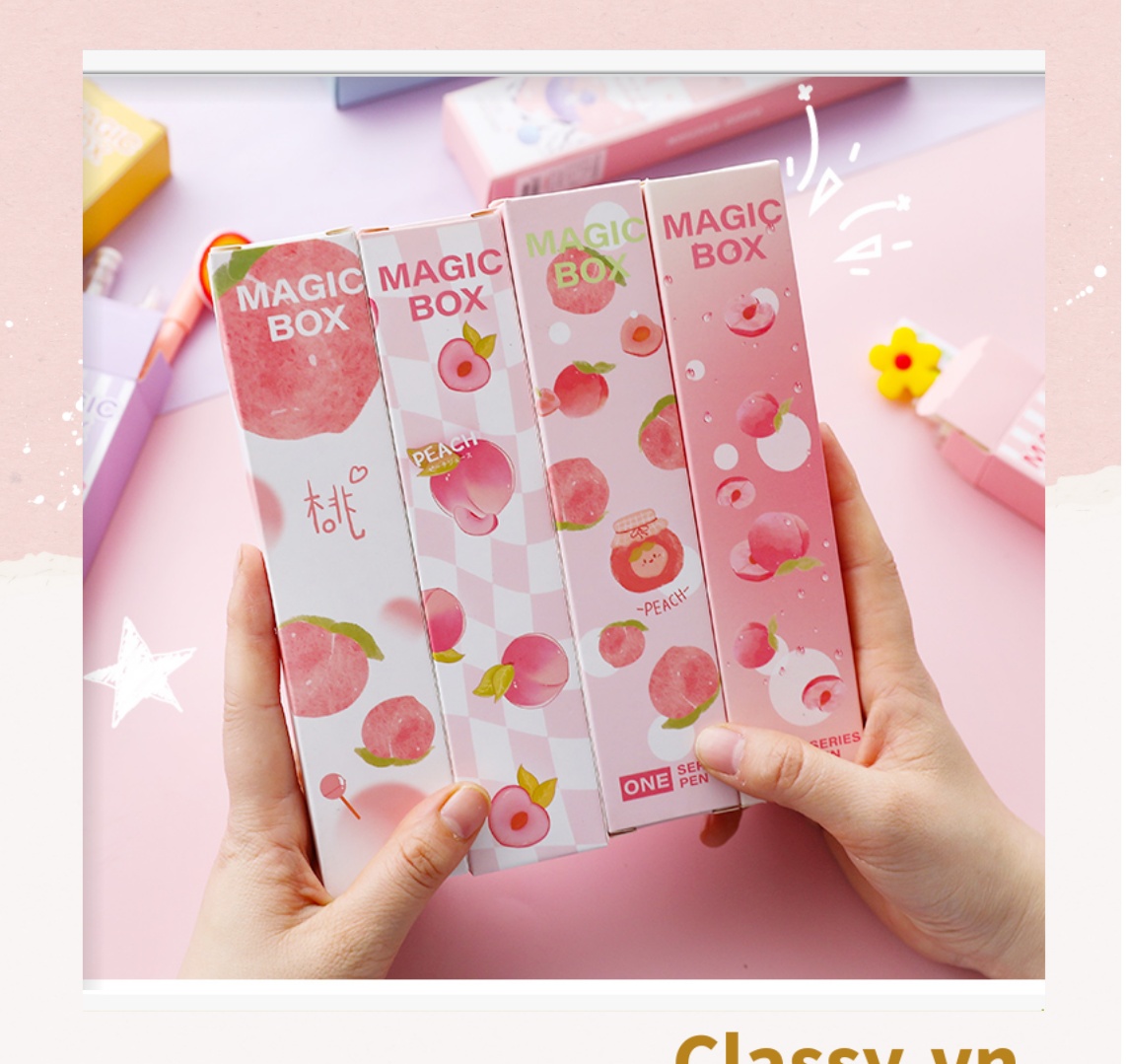 Hộp bút bi dạng đầu bấm 0.5mm nhiều màu, họa tiết siêu cute PK1207