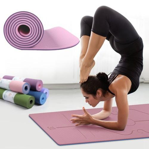 Thảm tập yoga 2 lớp hoa văn loại xịn 6mm- màu ngẫu nhiên