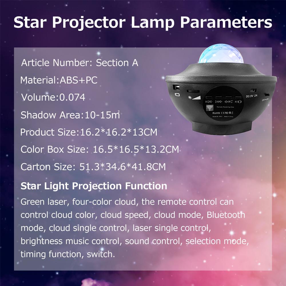 Loa máy chiếu sao BT BT Laser AMMATE USB MUSIC STAR STAR BEDSIDE LED LED LASTER Đèn chiếu sáng