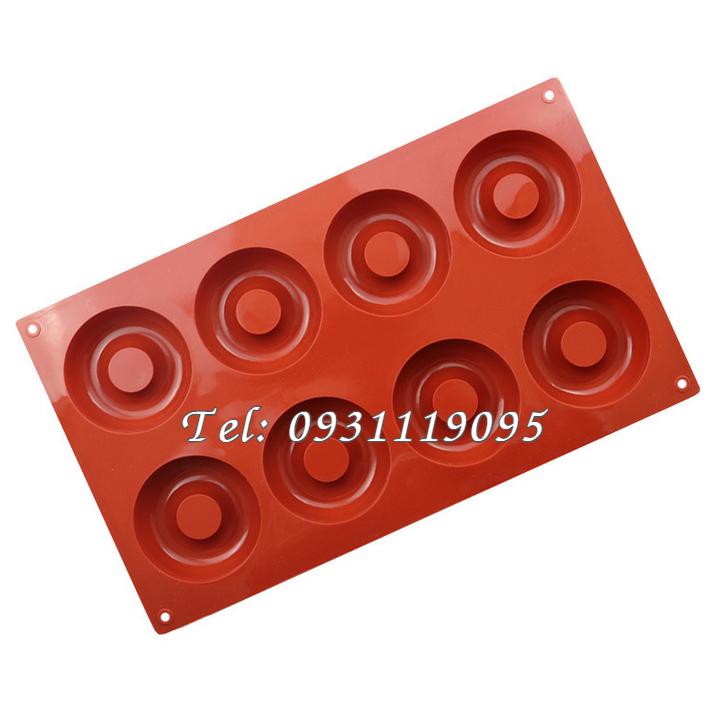 Khuôn silicon làm bánh, rau câu, socola vĩ 8 hình bánh Donut – Mã số 1444