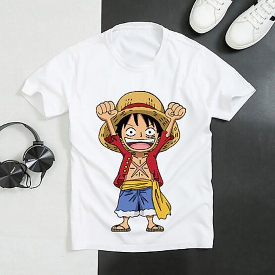 Áo thun Nam Nữ Không cổ ONEPIECE LUFFY YEAR  MSOP-14 mẫu mới cực đẹp, có size bé cho trẻ em / áo thun Anime Manga Unisex Nam Nữ, áo phông thiết kế cổ tròn basic cộc tay thoáng mát